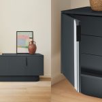 Un buffet finition bois MDF laqué en gris anthracite.